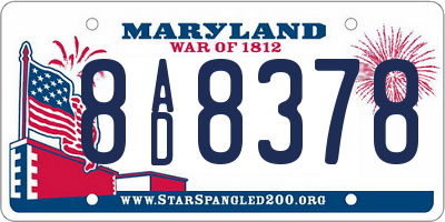 MD license plate 8AD8378