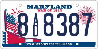 MD license plate 8AD8387