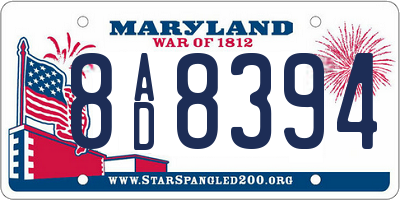 MD license plate 8AD8394