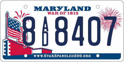 MD license plate 8AD8407
