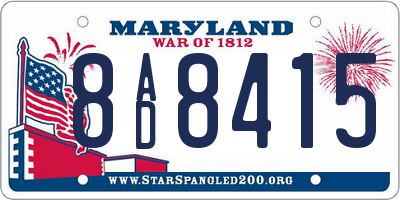 MD license plate 8AD8415