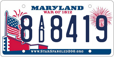 MD license plate 8AD8419