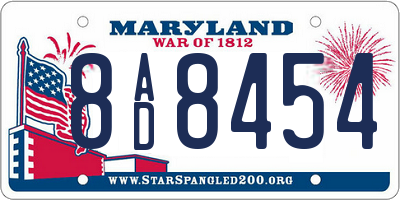 MD license plate 8AD8454