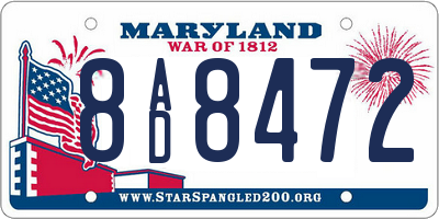 MD license plate 8AD8472