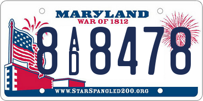 MD license plate 8AD8478