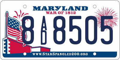 MD license plate 8AD8505