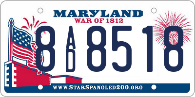MD license plate 8AD8518