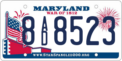 MD license plate 8AD8523