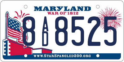 MD license plate 8AD8525