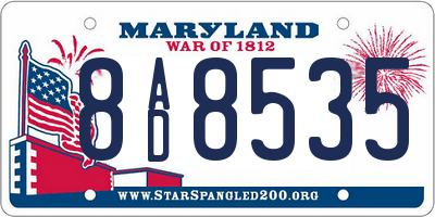 MD license plate 8AD8535