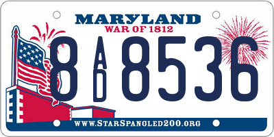 MD license plate 8AD8536