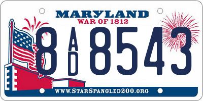 MD license plate 8AD8543