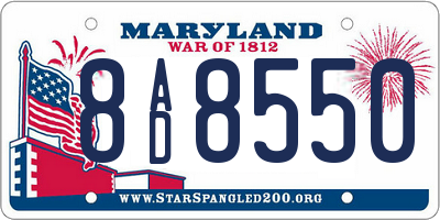 MD license plate 8AD8550