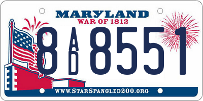 MD license plate 8AD8551