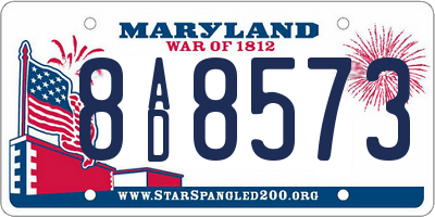 MD license plate 8AD8573