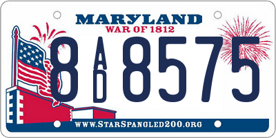 MD license plate 8AD8575