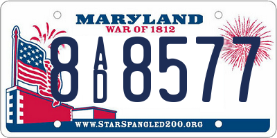 MD license plate 8AD8577