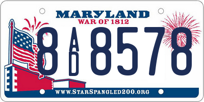 MD license plate 8AD8578