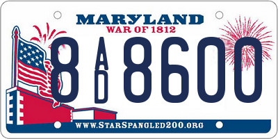 MD license plate 8AD8600