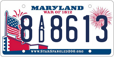 MD license plate 8AD8613