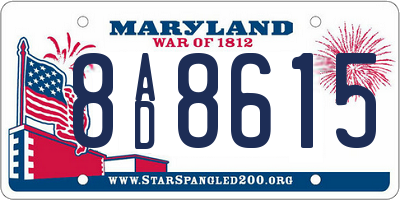 MD license plate 8AD8615
