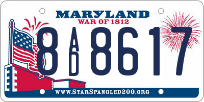 MD license plate 8AD8617
