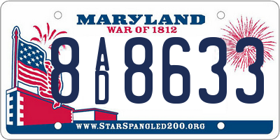 MD license plate 8AD8633