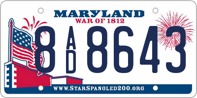 MD license plate 8AD8643