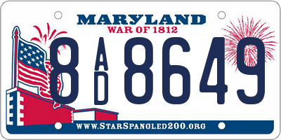 MD license plate 8AD8649