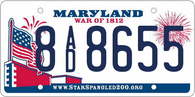 MD license plate 8AD8655