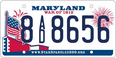 MD license plate 8AD8656