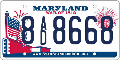 MD license plate 8AD8668