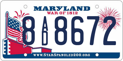 MD license plate 8AD8672