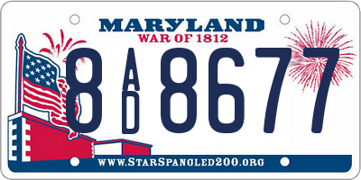 MD license plate 8AD8677