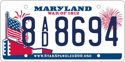 MD license plate 8AD8694