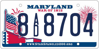 MD license plate 8AD8704