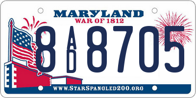 MD license plate 8AD8705