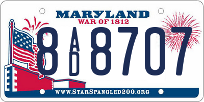 MD license plate 8AD8707