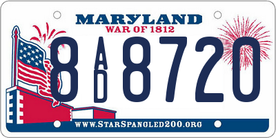 MD license plate 8AD8720
