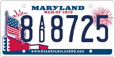 MD license plate 8AD8725