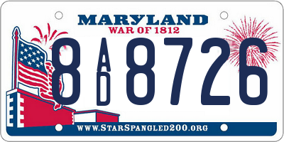 MD license plate 8AD8726