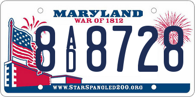 MD license plate 8AD8728