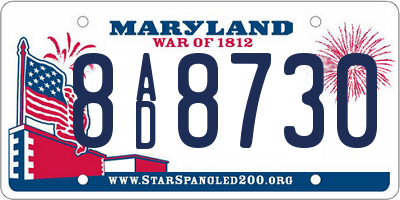 MD license plate 8AD8730