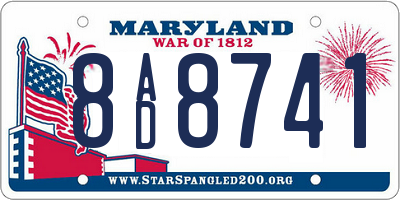 MD license plate 8AD8741