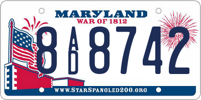 MD license plate 8AD8742