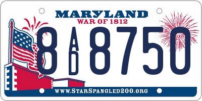 MD license plate 8AD8750