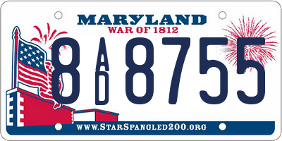 MD license plate 8AD8755