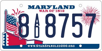 MD license plate 8AD8757