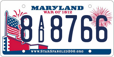MD license plate 8AD8766