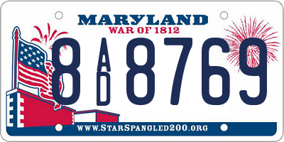 MD license plate 8AD8769
